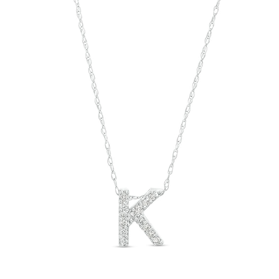 Previously Owned - 1/15 CT. T.w. Diamond "K" Initial Pendant in 10K White Gold
