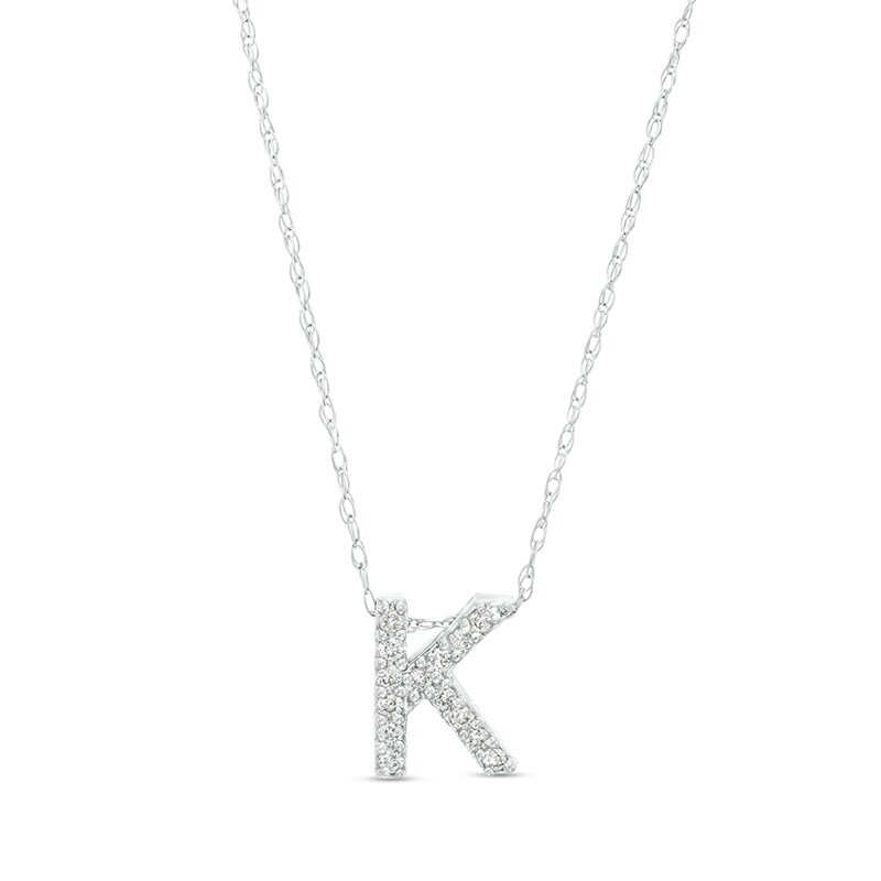 Main Image 1 of Previously Owned - 1/15 CT. T.W. Diamond "K" Initial Pendant in 10K White Gold