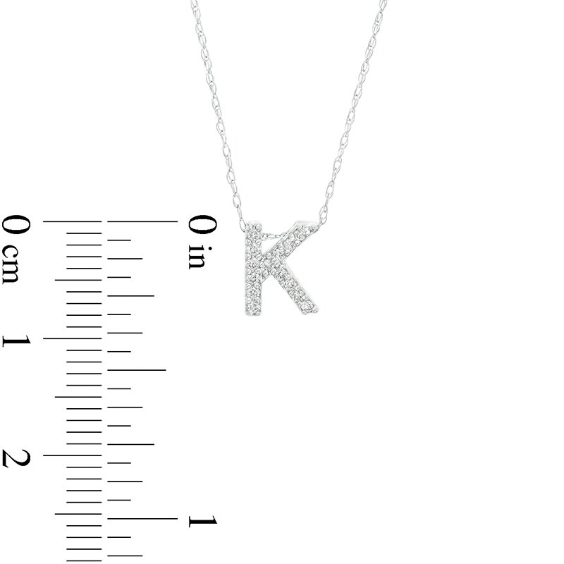 Main Image 3 of Previously Owned - 1/15 CT. T.W. Diamond "K" Initial Pendant in 10K White Gold
