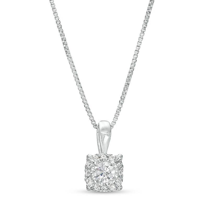 Main Image 1 of Previously Owned - 1/2 CT. T.W. Diamond Frame Pendant in 10K White Gold