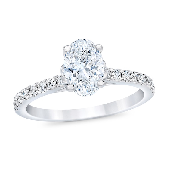 Previously Owned - Royal Asscher® 1 CT. T.w. Oval Diamond Engagement Ring in 14K White Gold