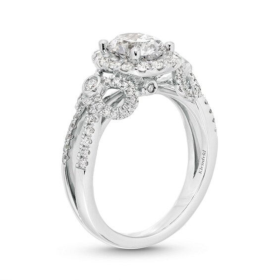 Previously Owned - KleinfeldÂ® x Zales 2-1/5 CT. T.w. Oval Lab-Grown Diamond Split Shank Engagement Ring in Platinum
