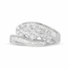 Thumbnail Image 1 of Previously Owned - 1 CT. T.W. Multi-Diamond Three Flower Bypass Right Hand Ring in 14K White Gold
