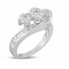 Thumbnail Image 2 of Previously Owned - 1 CT. T.W. Multi-Diamond Three Flower Bypass Right Hand Ring in 14K White Gold
