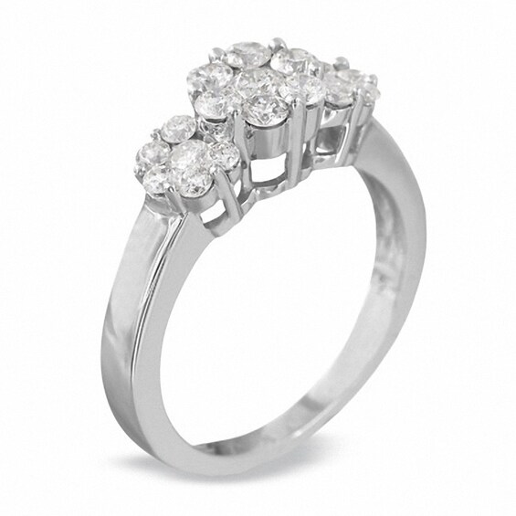 Previously Owned - 1 CT. T.w. Diamond Flower Ring in 14K White Gold