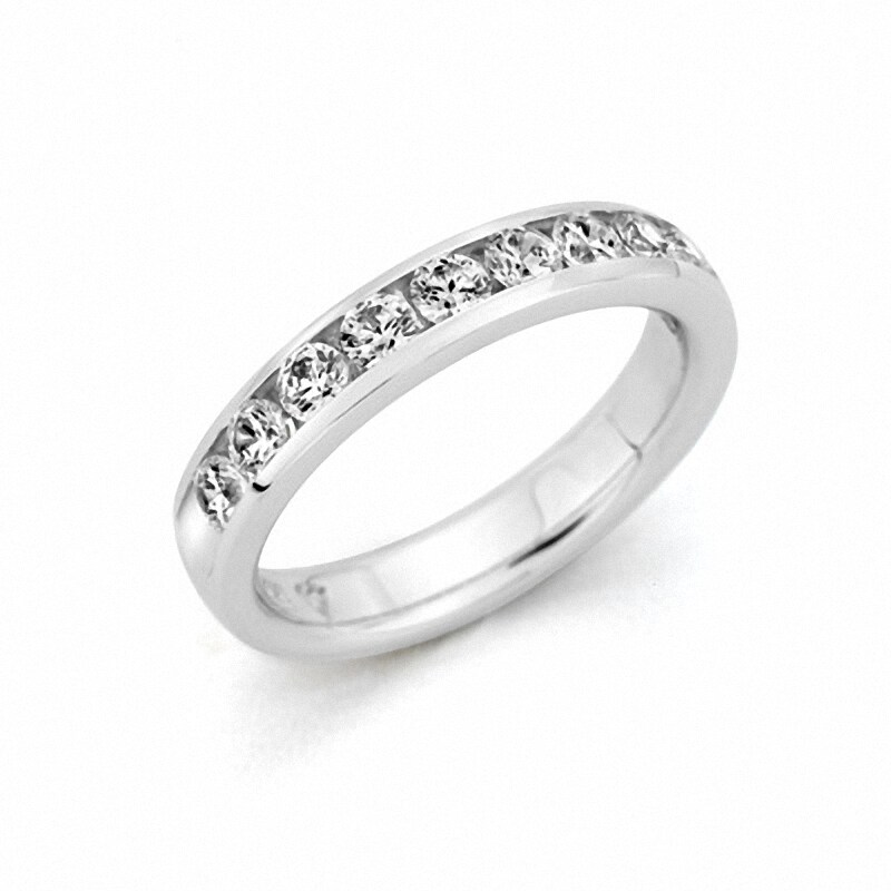 Main Image 1 of Previously Owned - 1/5 CT. T.W. Diamond Channel Set Wedding Band in 14K White Gold