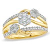 Thumbnail Image 1 of Previously Owned - 3/4 CT. T.W. Multi-Diamond Triple Flower Ring in 10K Gold