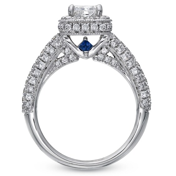 Previously Owned - Vera Wang Love Collection 1-3/4 CT. T.w. Princess-Cut Diamond Frame Engagement Ring in 14K White Gold