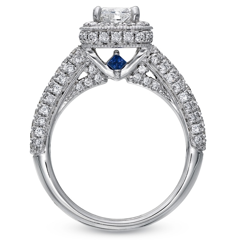 Main Image 2 of Previously Owned - Vera Wang Love Collection 1-3/4 CT. T.W. Princess-Cut Diamond Frame Engagement Ring in 14K White Gold