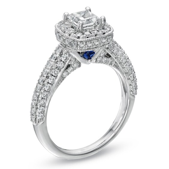 Previously Owned - Vera Wang Love Collection 1-3/4 CT. T.w. Princess-Cut Diamond Frame Engagement Ring in 14K White Gold