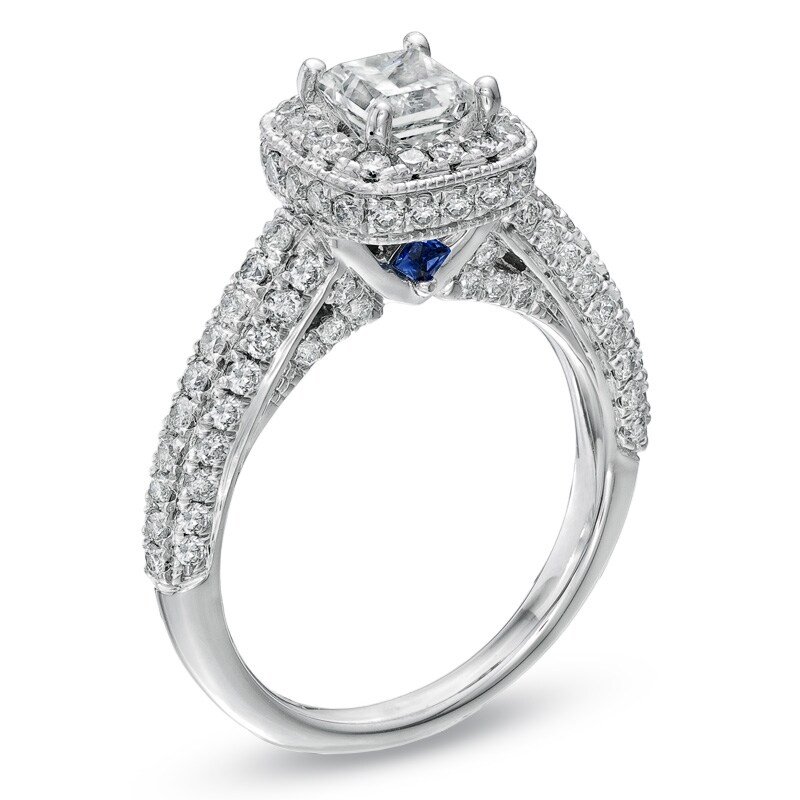 Main Image 3 of Previously Owned - Vera Wang Love Collection 1-3/4 CT. T.W. Princess-Cut Diamond Frame Engagement Ring in 14K White Gold
