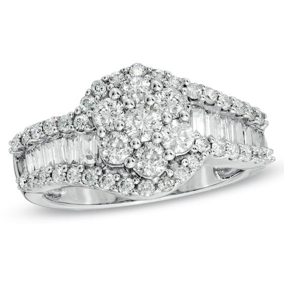 Previously Owned - 1-1/2 CT. T.w. Multi-Diamond Swirl Ring in 10K White Gold