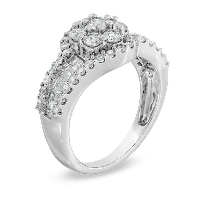 Main Image 2 of Previously Owned - 1-1/2 CT. T.W. Multi-Diamond Swirl Ring in 10K White Gold