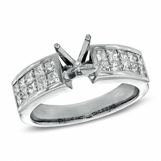 Previously Owned - 1 CT. T.w. Princess-Cut Diamond Semi-Mount in 14K White Gold