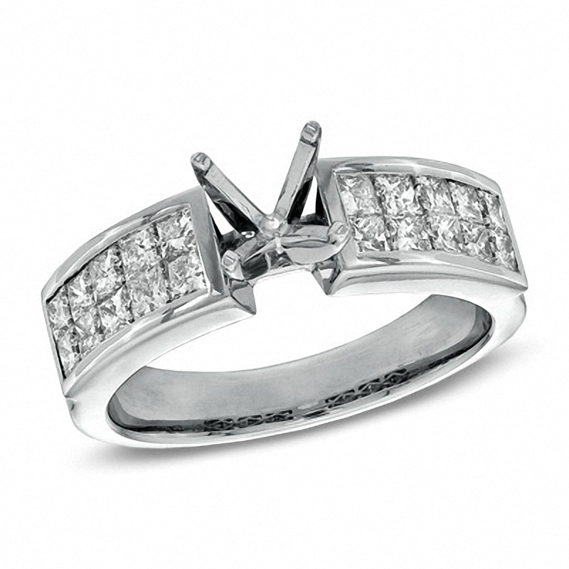 Main Image 1 of Previously Owned - 1 CT. T.W. Princess-Cut Diamond Semi-Mount in 14K White Gold