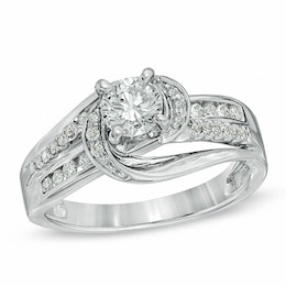 Previously Owned - 3/4 CT. T.W. Diamond Swirl Engagement Ring in 14K White Gold