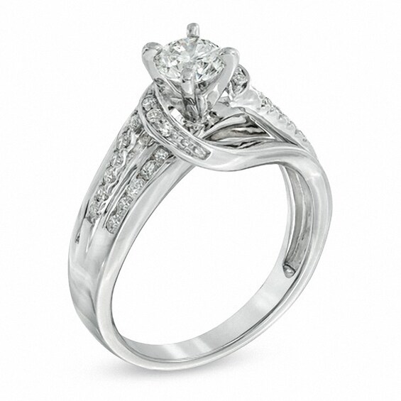 Previously Owned - 3/4 CT. T.w. Diamond Swirl Engagement Ring in 14K White Gold