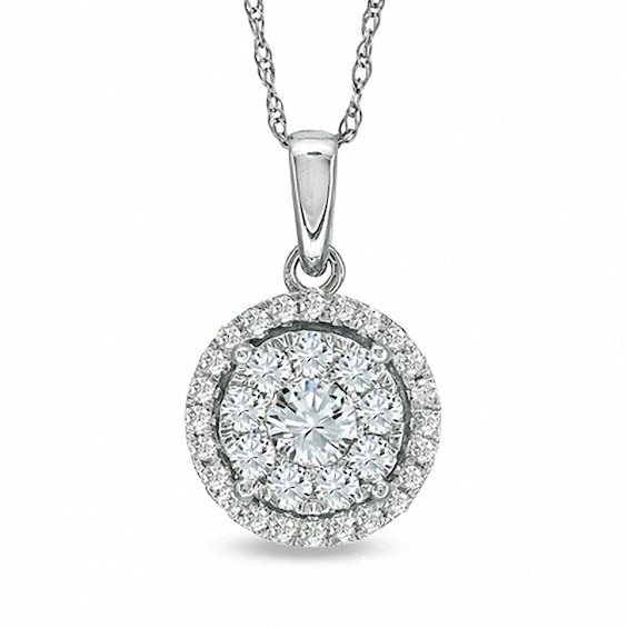 Previously Owned - 1/2 CT. T.w. Multi-Diamond Pendant in 10K White Gold