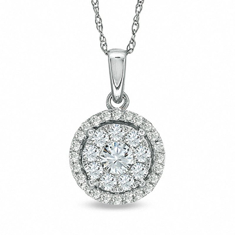 Main Image 1 of Previously Owned - 1/2 CT. T.W. Multi-Diamond Pendant in 10K White Gold