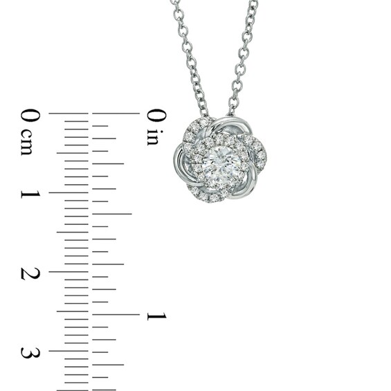 Previously Owned - Vera Wang Love Collection 5/8 CT. T.w. Diamond Swirl Flower Pendant in 14K White Gold