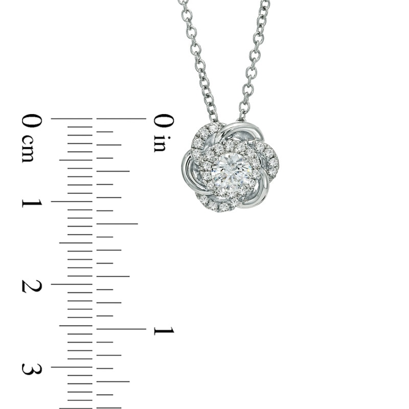 Main Image 2 of Previously Owned - Vera Wang Love Collection 5/8 CT. T.W. Diamond Swirl Flower Pendant in 14K White Gold