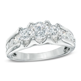 Previously Owned - 1-1/2 CT. T.W. Diamond Past Present Future® Engagement Ring in 14K White Gold