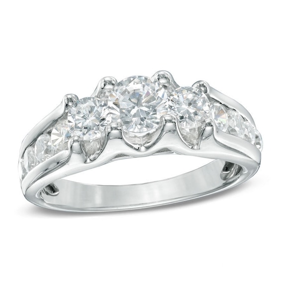 Previously Owned - 1-1/2 CT. T.w. Diamond Past Present Future® Engagement Ring in 14K White Gold