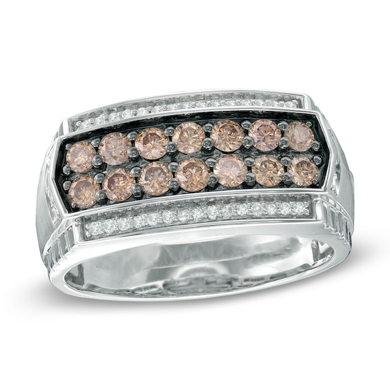Previously Owned - 1 CT. T.w. Champagne and White Diamond Ring in 10K White Gold