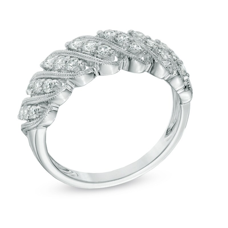 Main Image 2 of Previously Owned - 1/2 CT. T.W. Diamond Cascading Anniversary Band in 10K White Gold