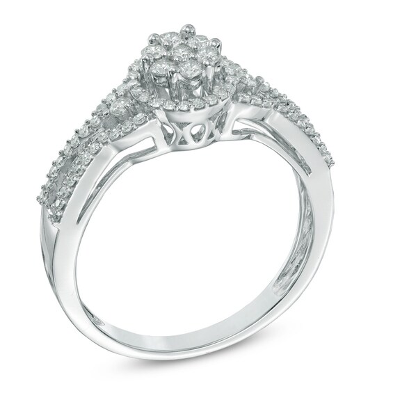 Previously Owned - 1/2 CT. T.w. Multi-Diamond Frame Ring in 10K White Gold