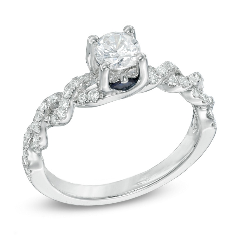 Main Image 2 of Previously Owned - Vera Wang Love Collection 3/4 CT. T.W. Diamond Cascading Shank Engagement Ring in 14K White Gold