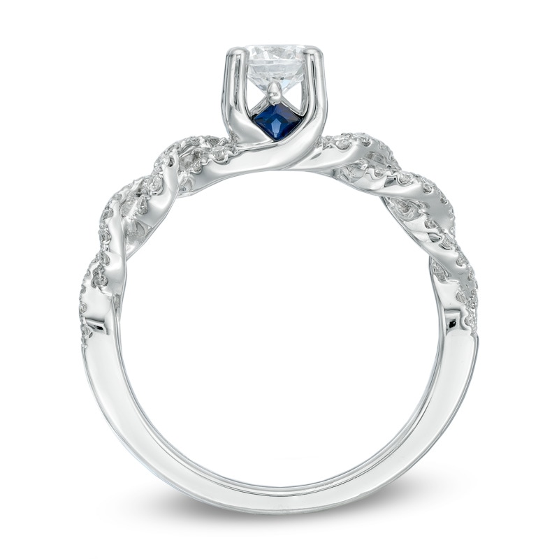 Main Image 3 of Previously Owned - Vera Wang Love Collection 3/4 CT. T.W. Diamond Cascading Shank Engagement Ring in 14K White Gold