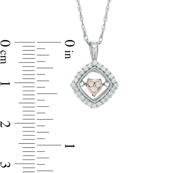 Previously Owned - 1/5 CT. T.w. Diamond Tilted Square with Inner Heart Pendant in 10K Two-Tone Gold