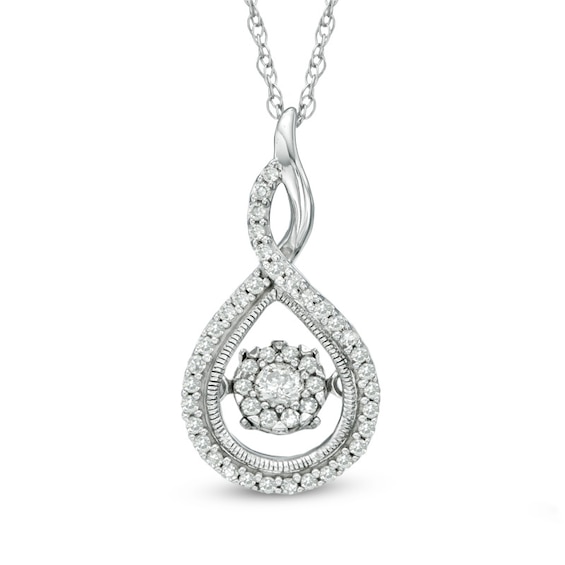 Previously Owned - 1/5 CT. T.w. Multi-Diamond Twist Teardrop Pendant in 10K White Gold