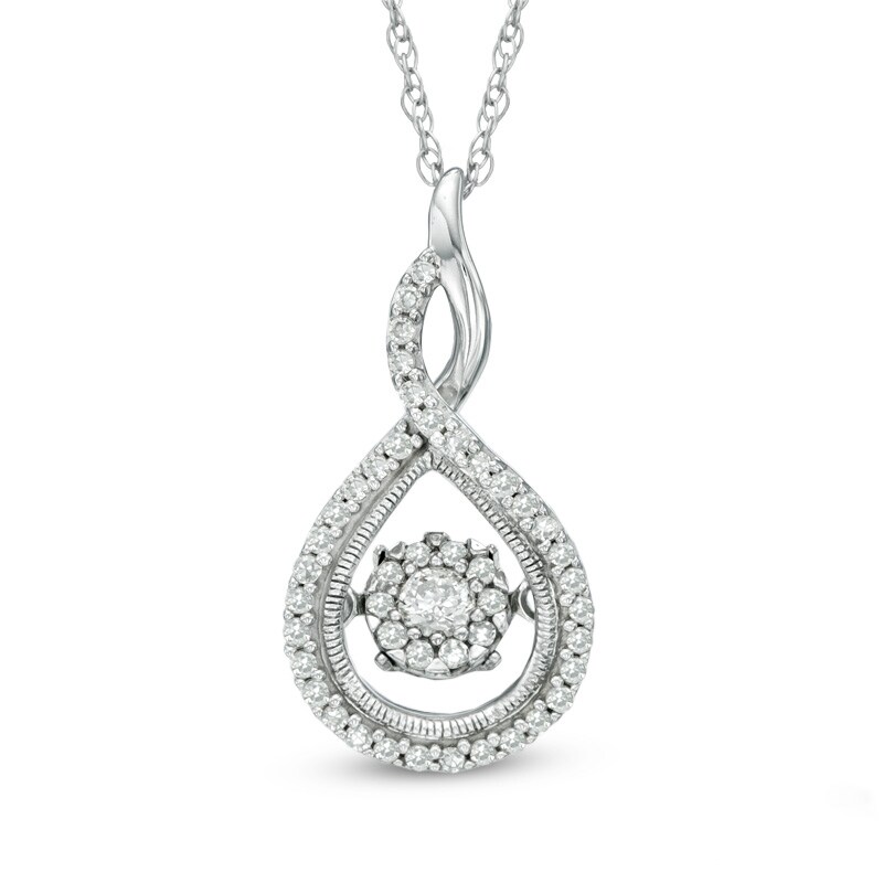 Main Image 1 of Previously Owned - 1/5 CT. T.W. Multi-Diamond Twist Teardrop Pendant in 10K White Gold