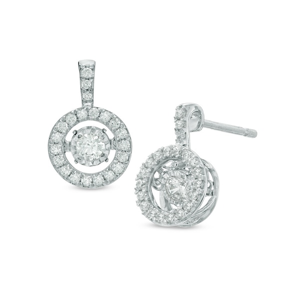 Previously Owned - 3/4 CT. T.w. Diamond Frame Drop Earrings in Sterling Silver