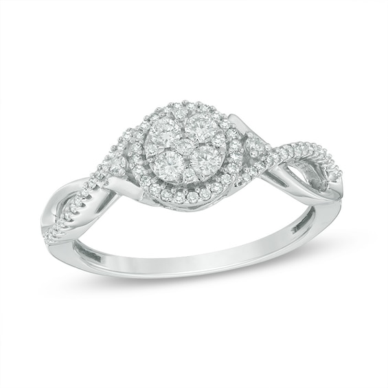 Previously Owned - 1/3 CT. T.w. Multi-Diamond Frame Collared Ring in 10K White Gold