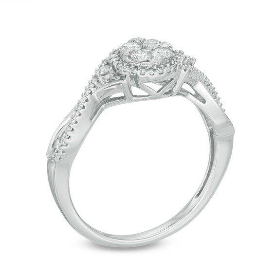 Previously Owned - 1/3 CT. T.w. Multi-Diamond Frame Collared Ring in 10K White Gold