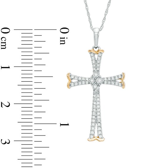 Previously Owned - 1/5 CT. T.w. Diamond Cross Pendant in 10K Two-Tone Gold