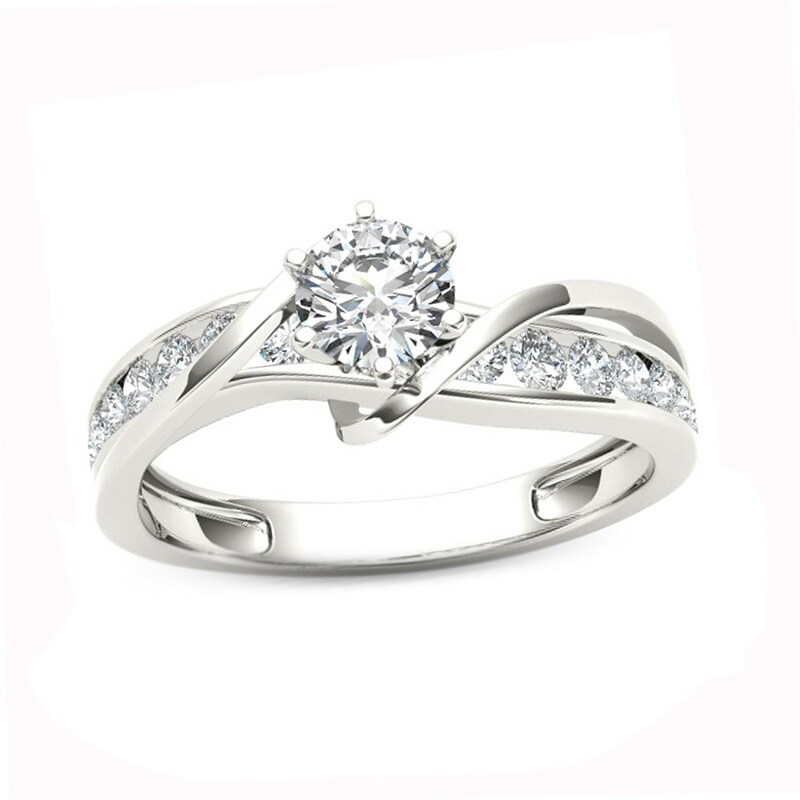 Main Image 1 of Previously Owned - 3/4 CT. T.W. Diamond Crossover Engagement Ring in 14K White Gold