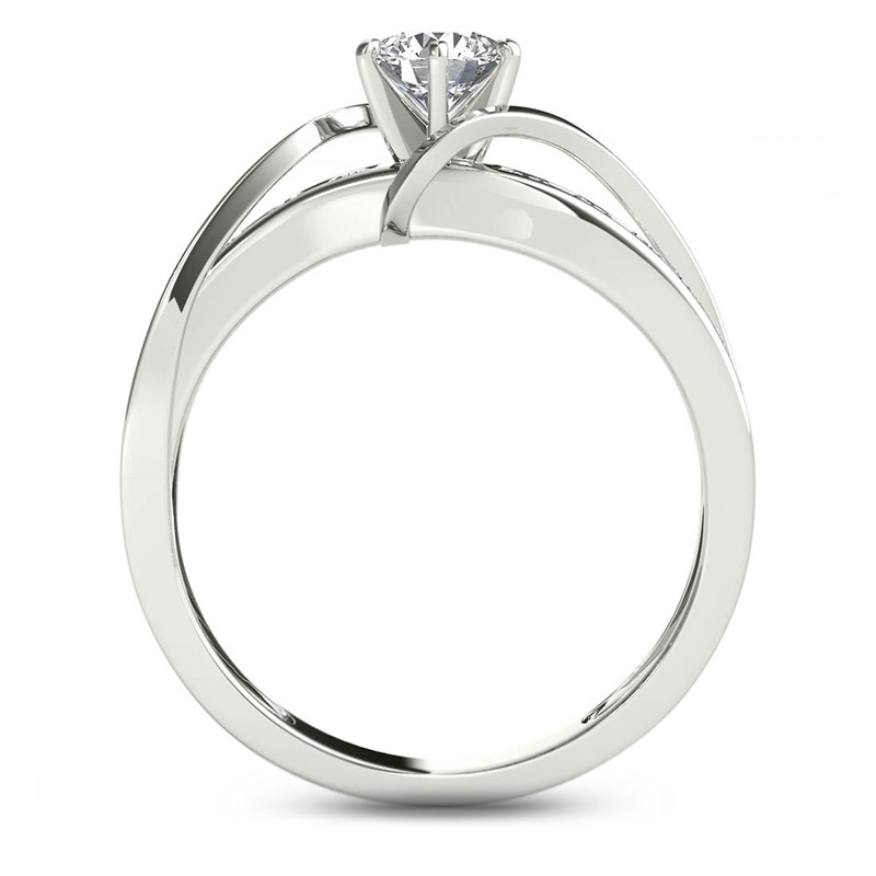 Main Image 3 of Previously Owned - 3/4 CT. T.W. Diamond Crossover Engagement Ring in 14K White Gold