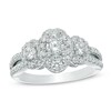 Thumbnail Image 1 of Previously Owned - 1-1/4  CT. T.W. Diamond Oval Frame Three Stone Engagement Ring in 10K White Gold