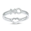 Thumbnail Image 1 of Previously Owned - 1/10 CT. T.W. Diamond Lips and "XO" Two-Sided Ring in 10K White Gold