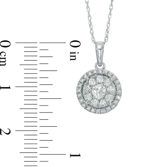 Previously Owned - 1/2 CT. T.w. Diamond Double Frame Pendant in 10K White Gold