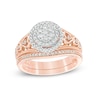 Thumbnail Image 1 of Previously Owned - Perfect Fit 3/8 CT. T.W. Composite Diamond Double Frame Interlocking Bridal Set in 10K Rose Gold