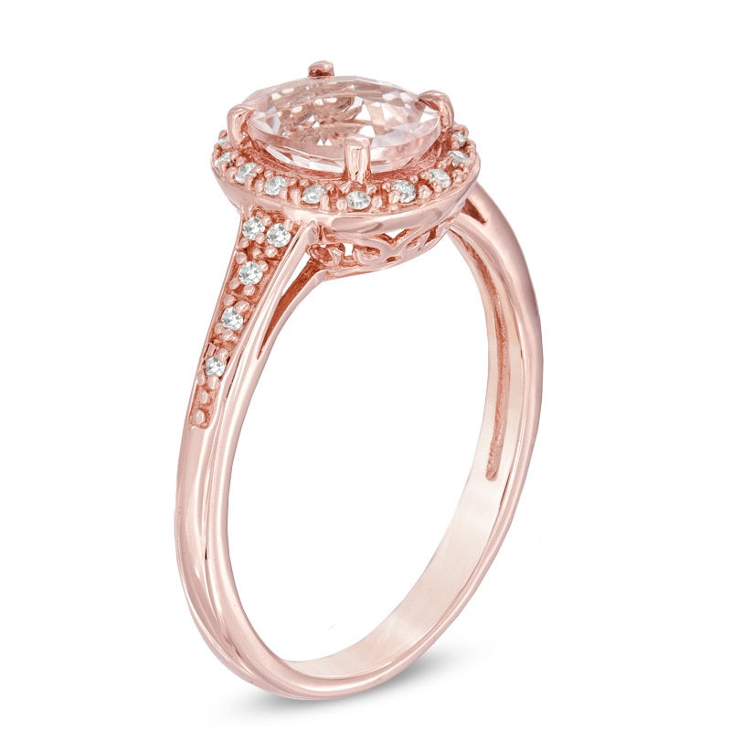 Main Image 2 of Previously Owned - Oval Morganite and Diamond Accent Ring in 14K Rose Gold