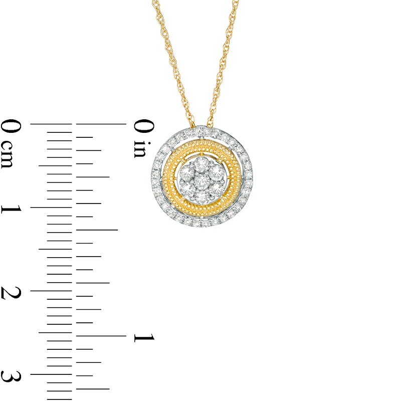 Main Image 2 of Previously Owned - 1/3 CT. T.W. Multi-Diamond Double Frame Vintage-Style Pendant in 10K Gold