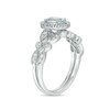 Thumbnail Image 3 of Previously Owned - Oval Aquamarine and 1/5 CT. T.W. Diamond Frame Vintage-Style Bridal Set in 10K White Gold