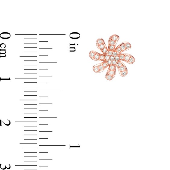 Previously Owned - 1/4 CT. T.w. Composite Diamond Twirl Flower Stud Earrings in 10K Rose Gold