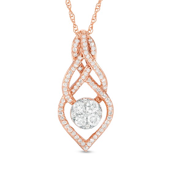Previously Owned - 1/3 CT. T.w. Composite Diamond Infinity Teardrop Pendant in 10K Rose Gold